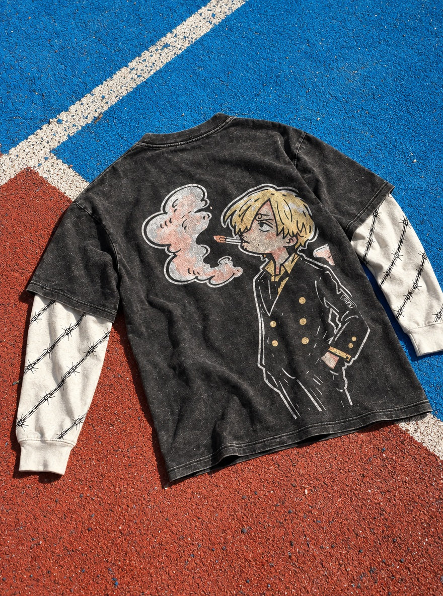 Sanji Smoke – Double Sleeves – flat-lay | One Piece