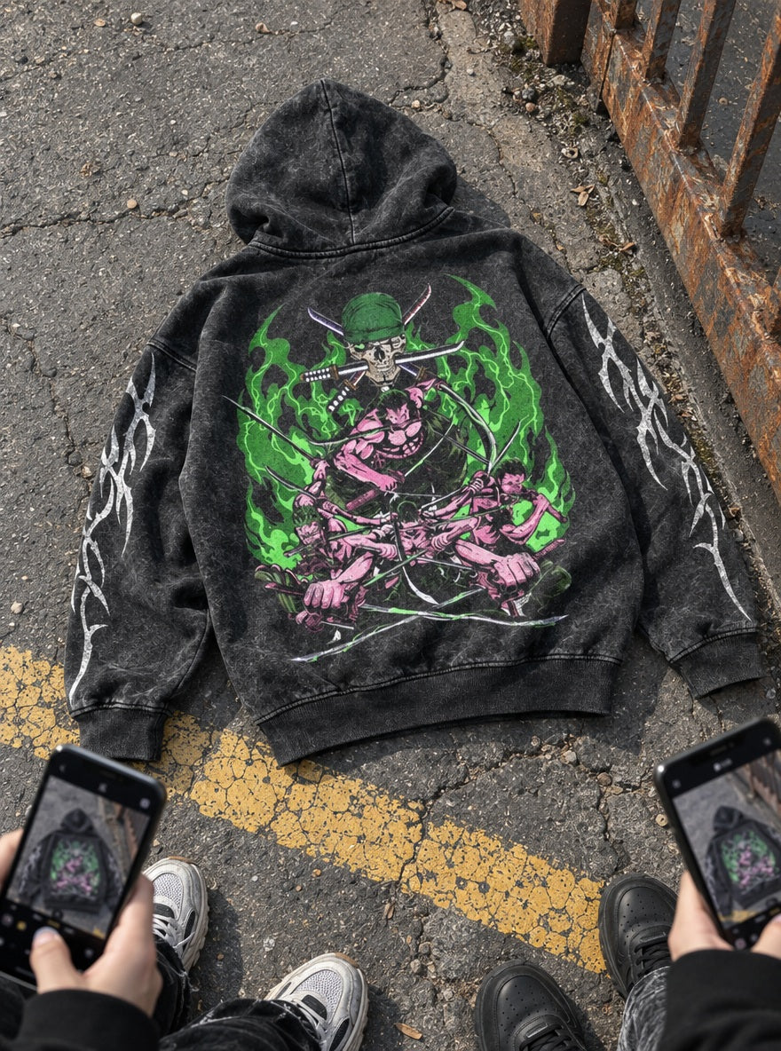 Zoro Asura – Hoodie – flat-lay | One Piece