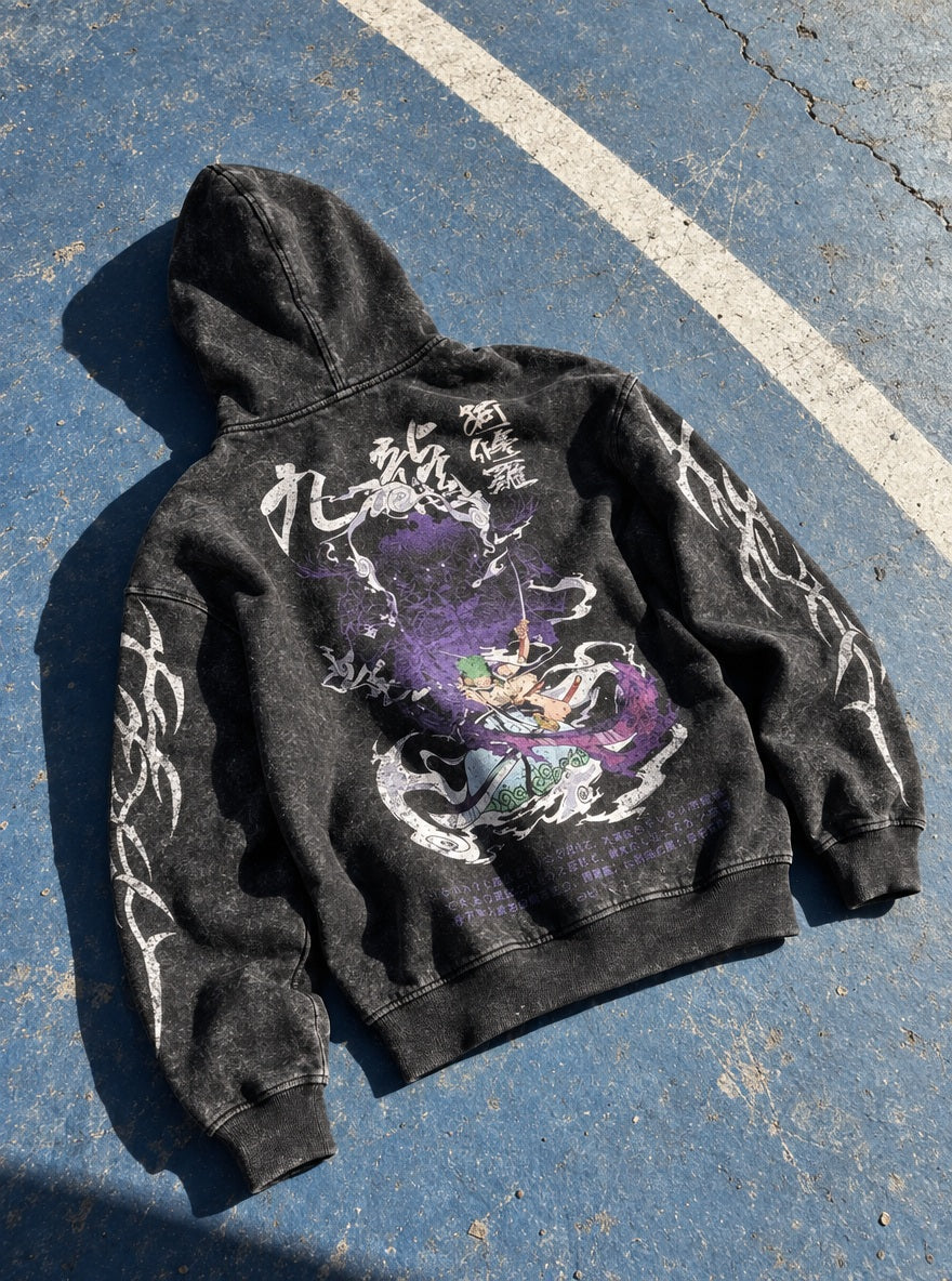 Nine Sword Zoro – Hoodie – flat-lay | One Piece
