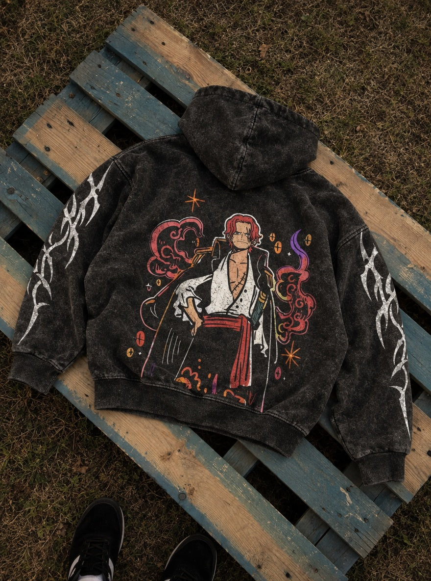 Red-Haired Shanks – Hoodie – flat-lay | One Piece