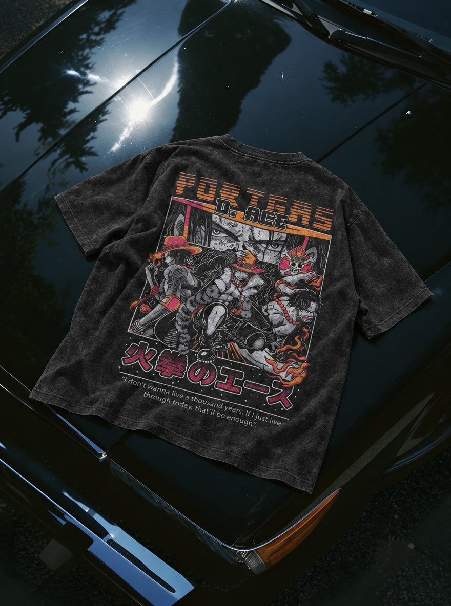 Fire Fist Ace – T-Shirt – flat-lay | One Piece