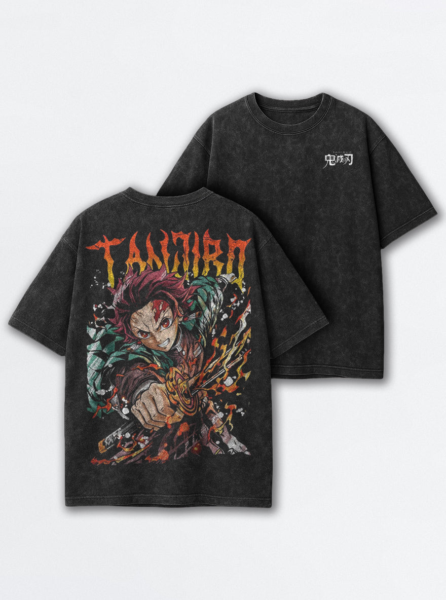 Scarred Flame – Black T-Shirt – mockup | Demon Slayer