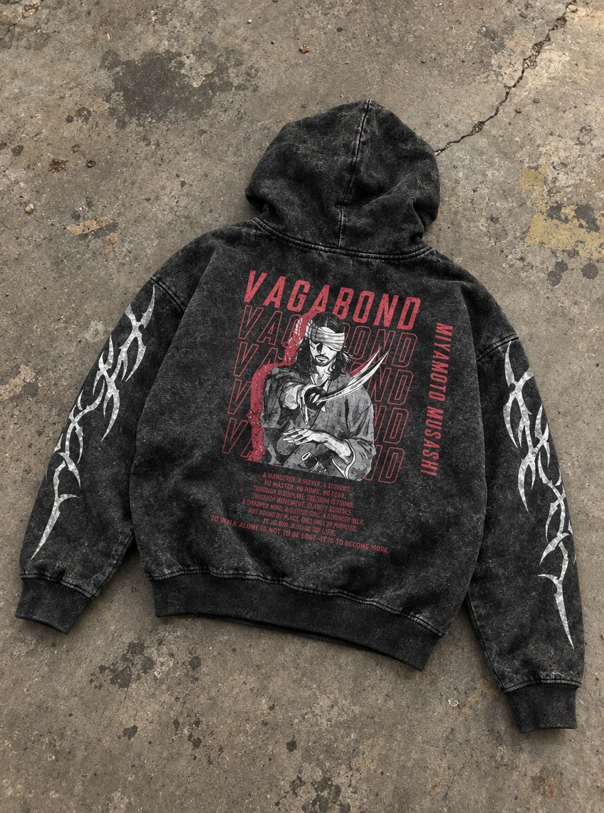Musashi Red Echo – Hoodie – flat-lay | Vagabond