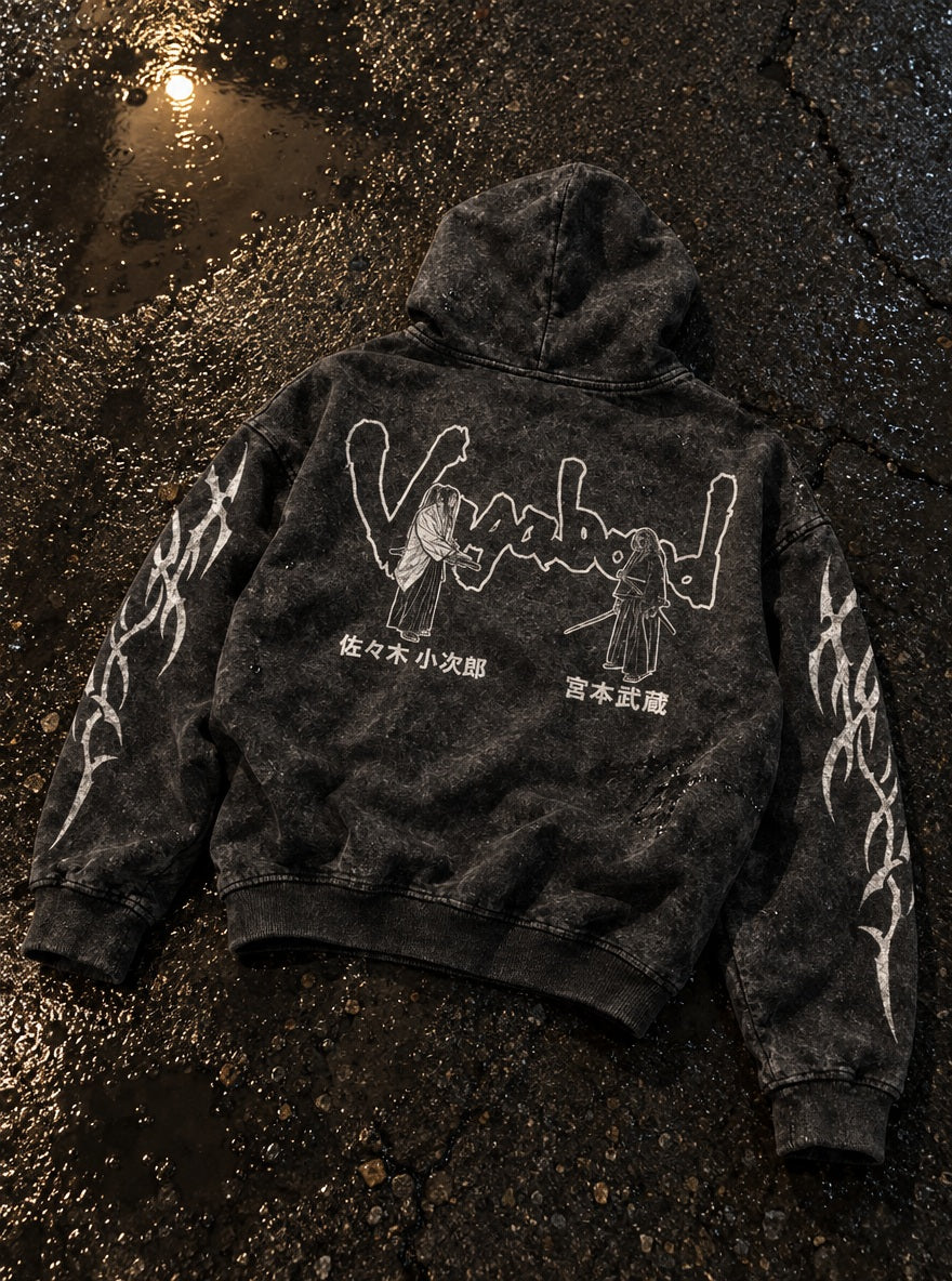 Kojiro & Musashi – Hoodie – flat-lay | Vagabond