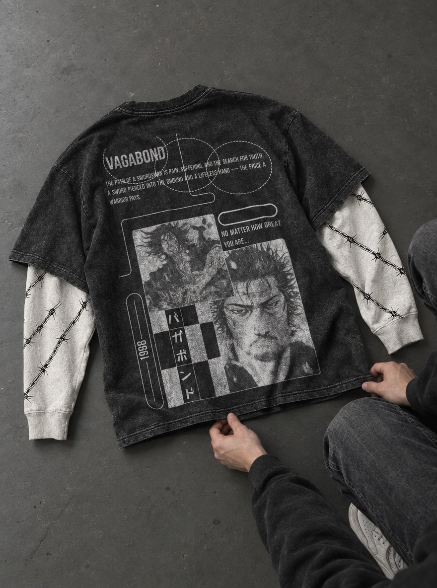 Musashi Stare – Double Sleeves – flat-lay | Vagabond