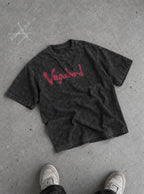 Red Brush Script – T-Shirt – flat-lay | Vagabond