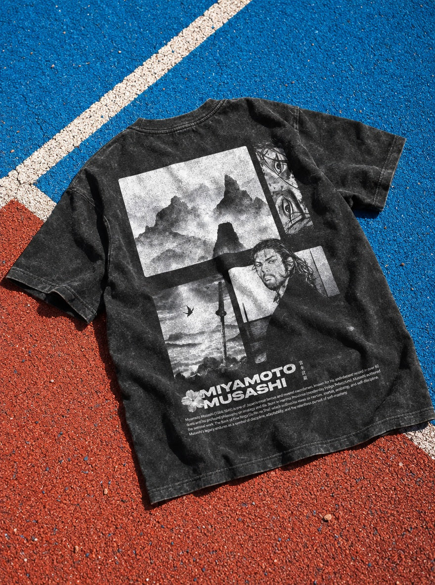 Musashi Ink Mountains – T-Shirt – flat-lay | Vagabond