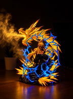 Zenitsu Thunder Dragon Mist Diffuser Figure – lit with mist in a room at night | Demon Slayer