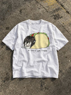 A Taco on Titan – White Tee – flat-lay | Meme Tees