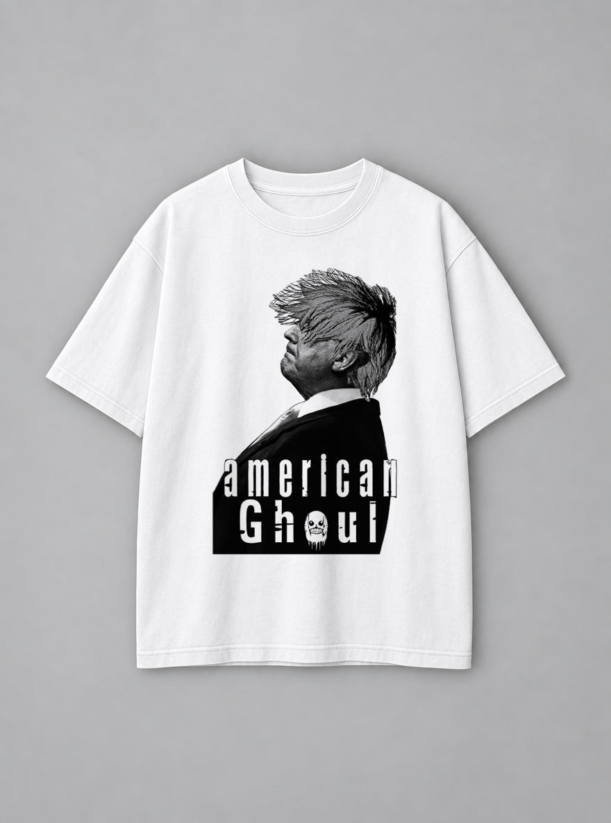 American Ghoul – White Tee – mockup | Meme Tees