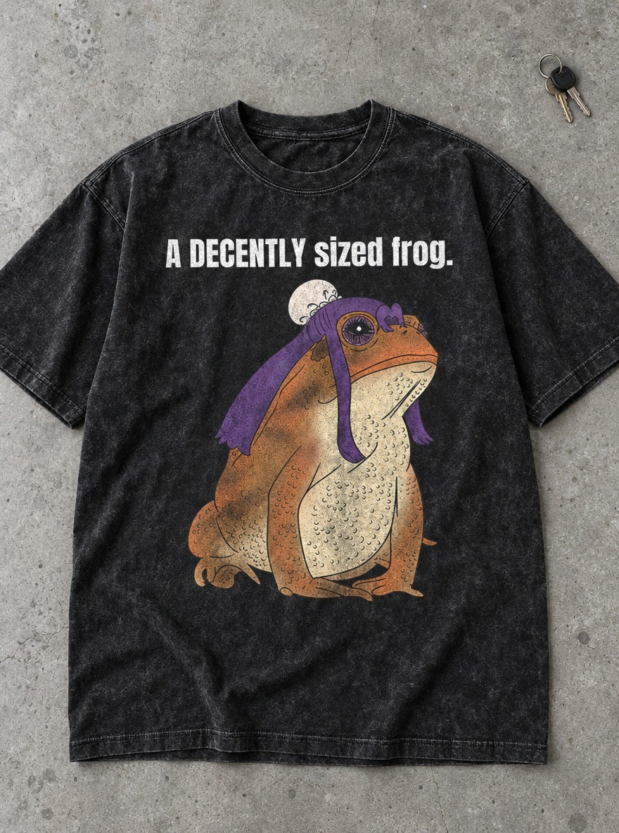 A Decently Sized Frog – Black Acid Wash Tee – flat-lay | Apothecary Diaries