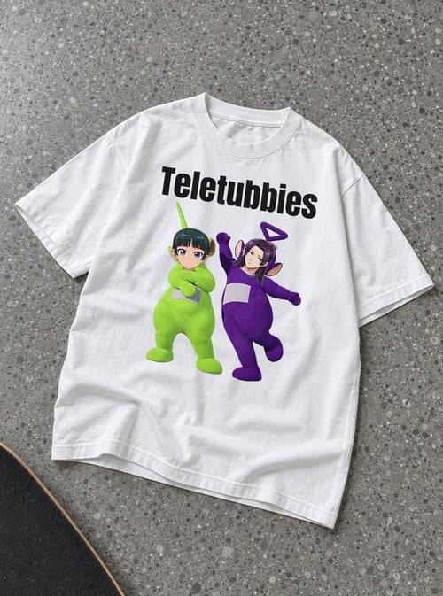 Apothecary Teletubbies – White Tee – flat-lay | Apothecary Diaries