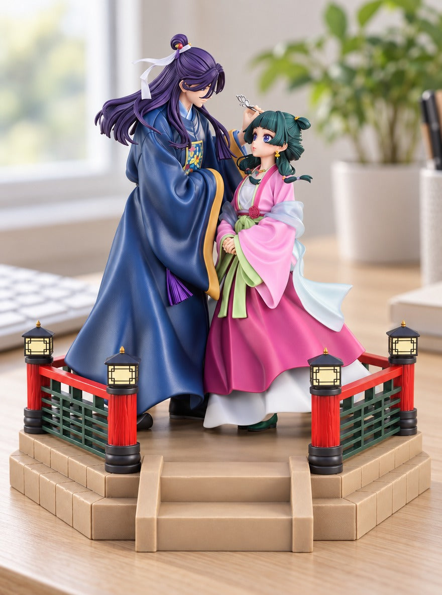 Jinshi & Maomao Shrine Figure – on a desk | Apothecary Diaries