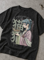 Maomao Herbs Poster – Black Acid Wash Tee – flat-lay | Apothecary Diaries