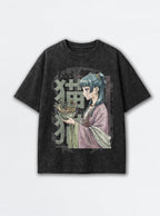 Maomao Herbs Poster – Black Acid Wash Tee – mockup | Apothecary Diaries
