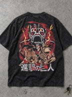 Eren vs Reiner – T-Shirt – flat-lay | Attack on Titan