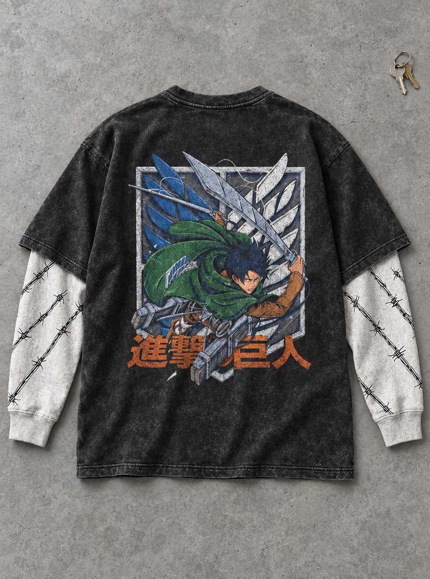 Levi Survey Corps – Double Sleeves – flat-lay | Attack on Titan