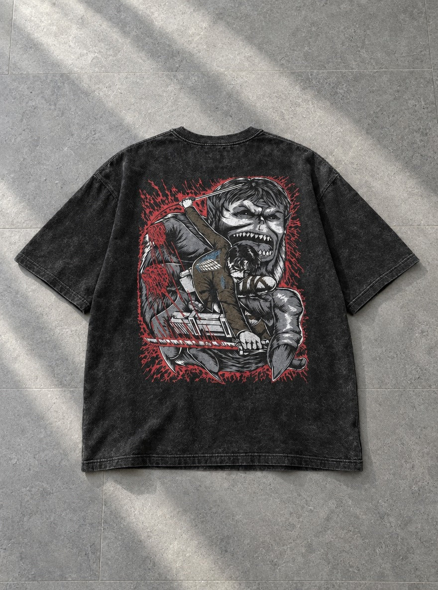 Levi vs Zeke – T-Shirt – flat-lay | Attack on Titan