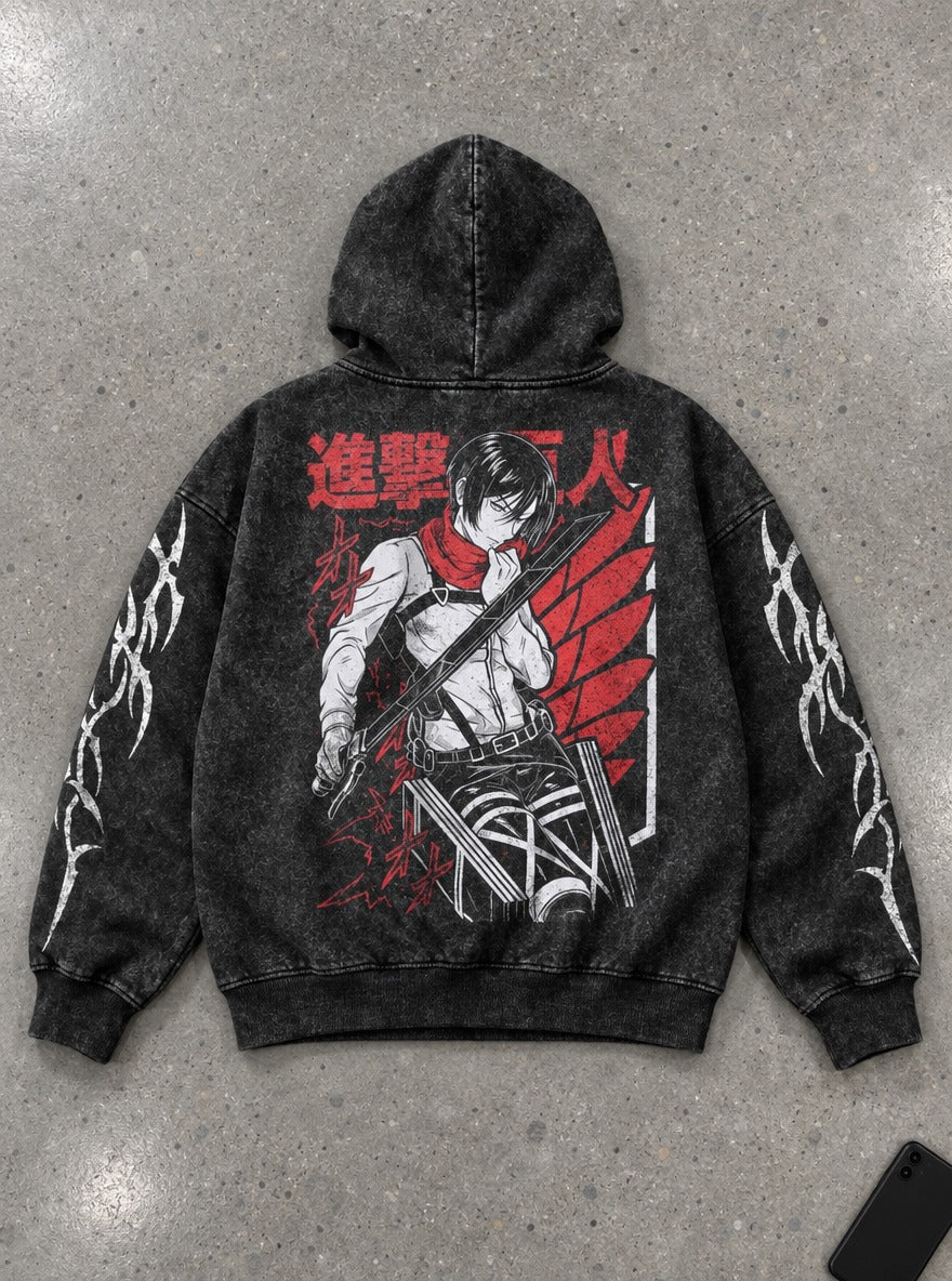 Mikasa Wings – Hoodie – flat-lay | Attack on Titan