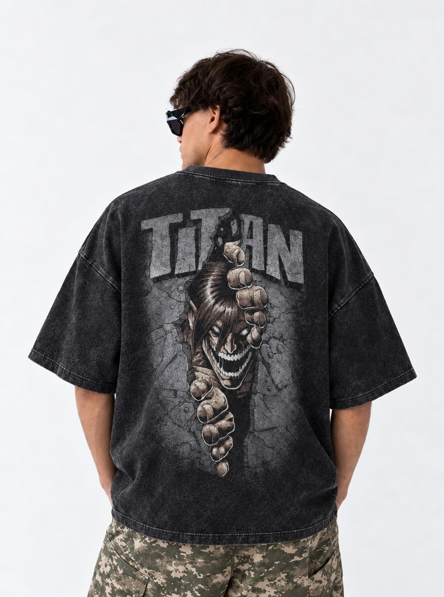 Eren Titan Breakout – T-Shirt – model shot | Attack on Titan