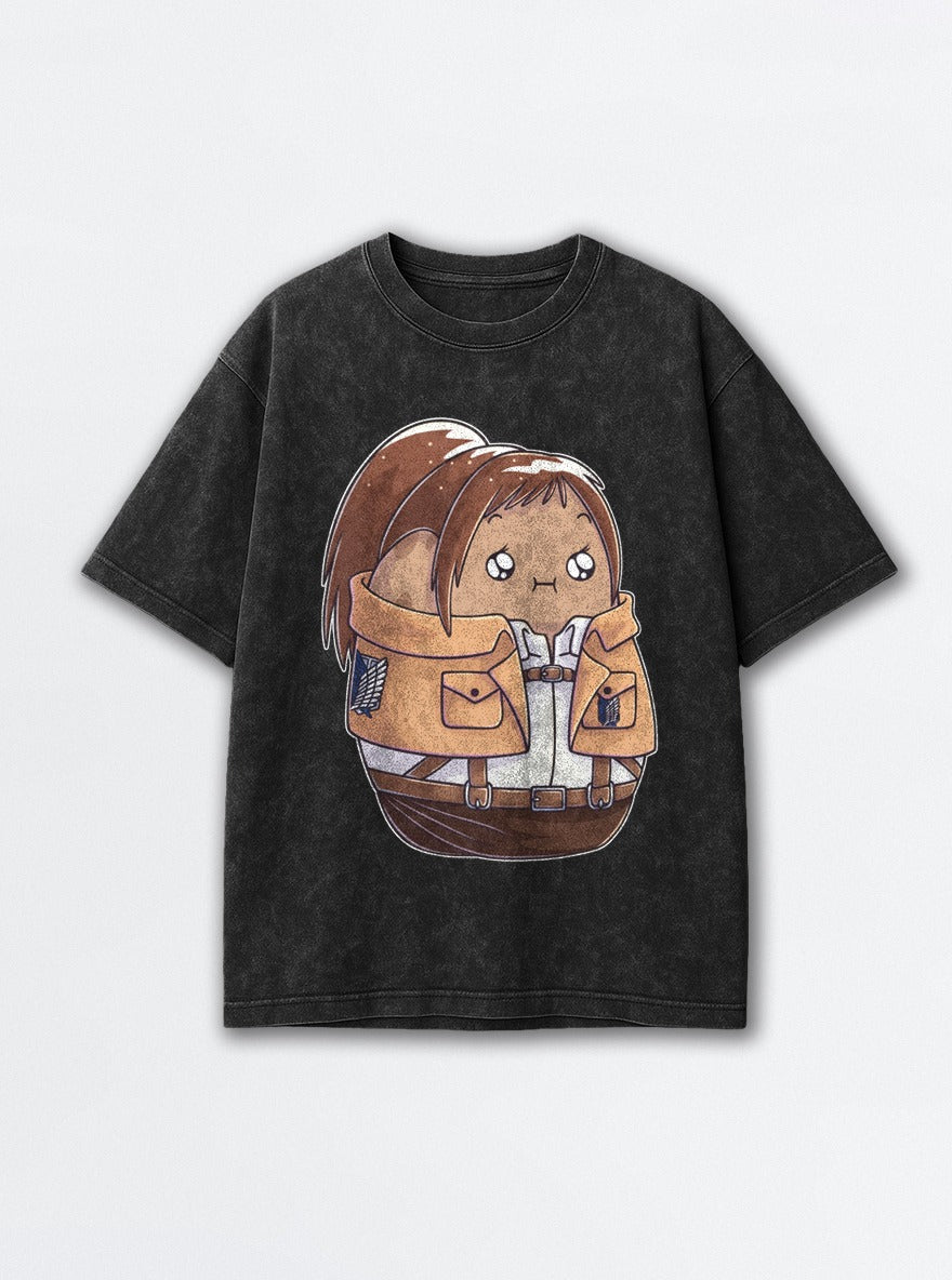 Sasha Bean – Black Acid Wash Tee – mockup | Attack on Titan