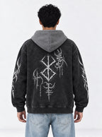 Chained Brand Sigil – Black & Grey Hoodie – model shot | Berserk