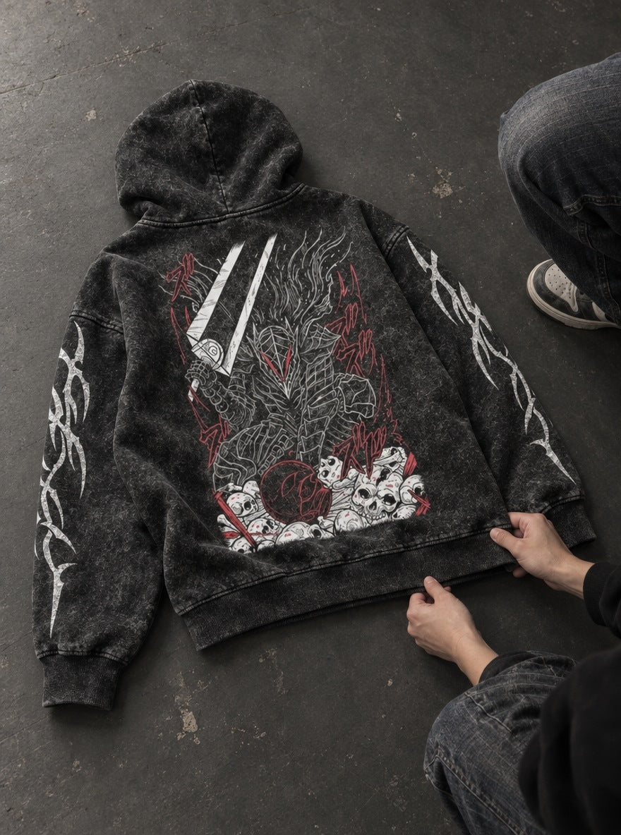 Berserker Skull Pile – Hoodie – flat-lay | Berserk