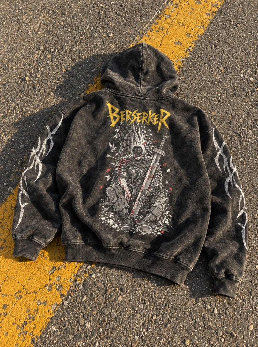 Berserker Yellow Title – Hoodie – flat-lay | Berserk
