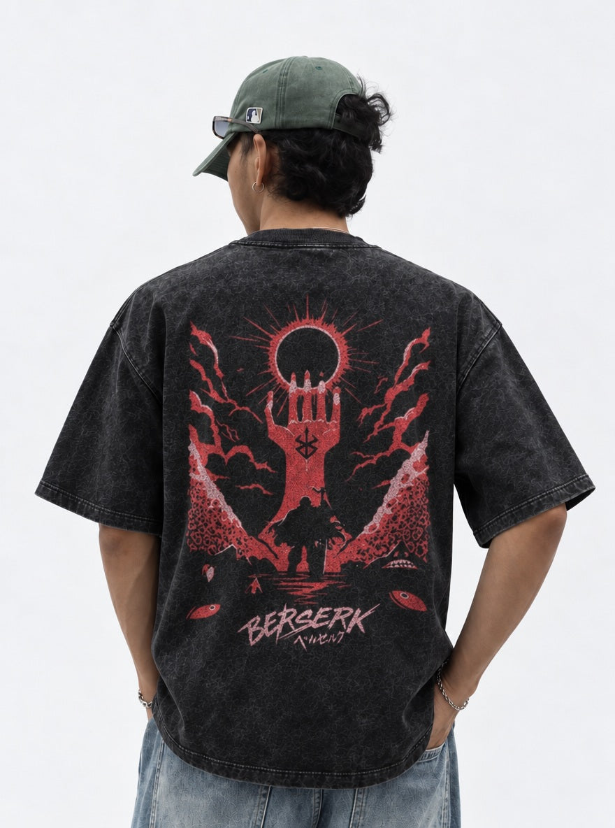 Red Eclipse Hand – T-Shirt – model shot | Berserk