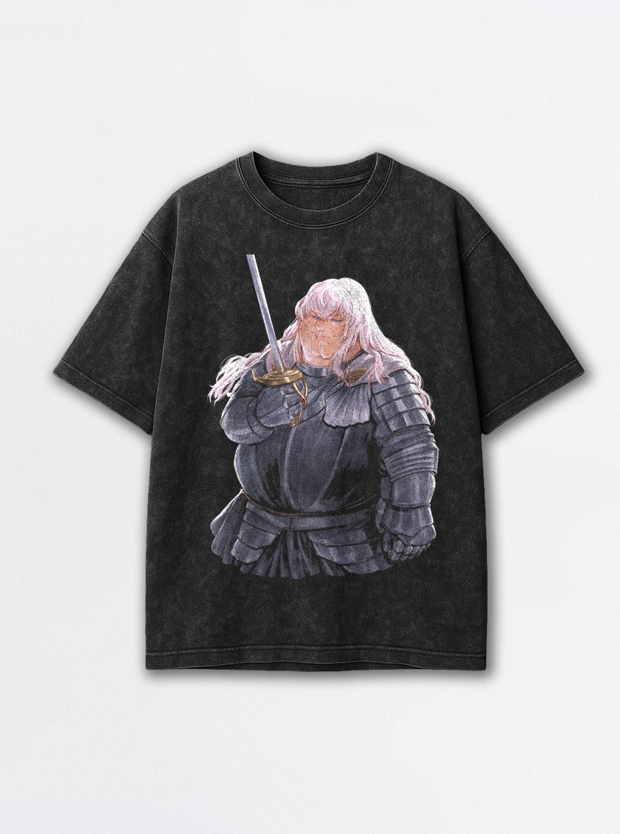 Chubby Griffith – Black Acid Wash Tee – mockup | Berserk