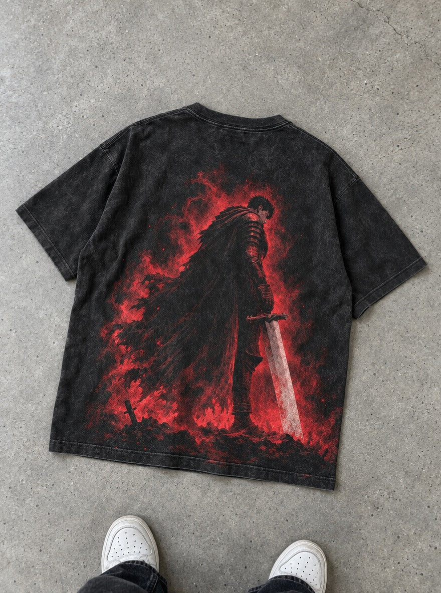 Crimson Aura Guts – T-Shirt – flat-lay | Berserk