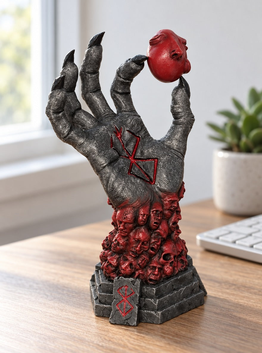 Demon Hand and Behelit Statue – on a desk | Berserk