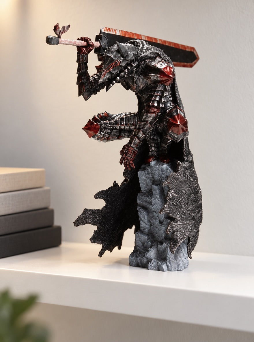 Guts Berserker Armor Figure – on a display shelf | Berserk