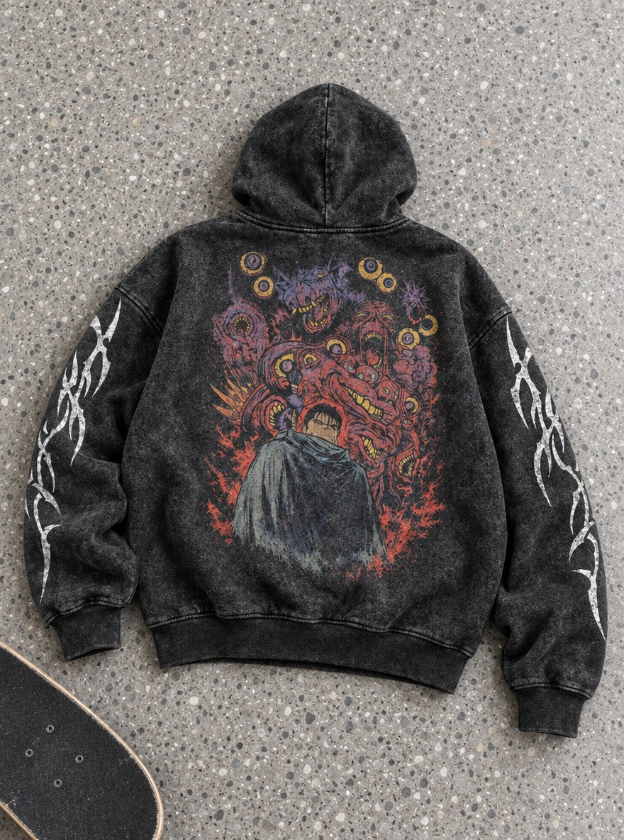 Guts Demon Swarm – Hoodie – flat-lay | Berserk