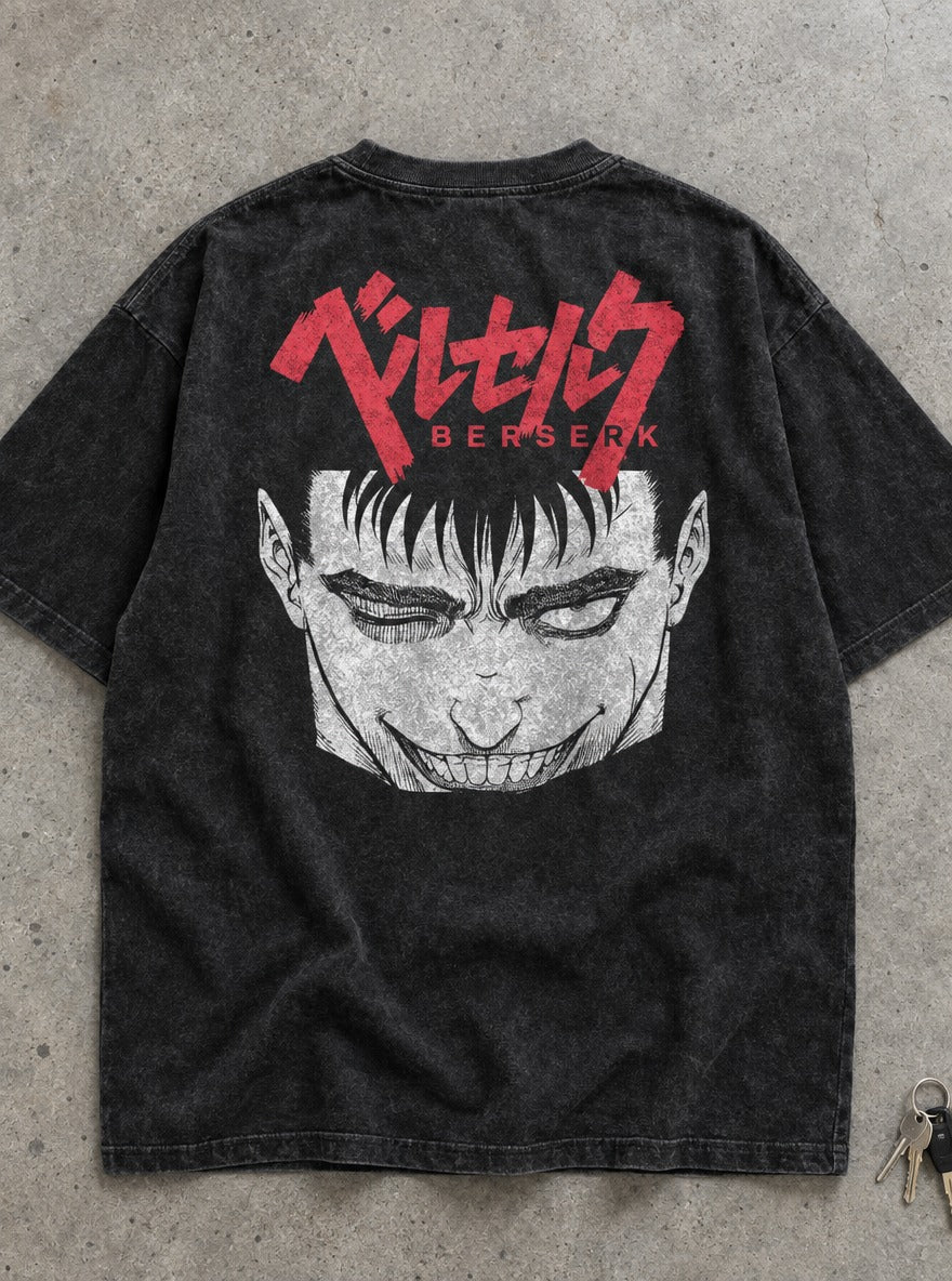 Guts Mad Grin – T-Shirt – flat-lay | Berserk