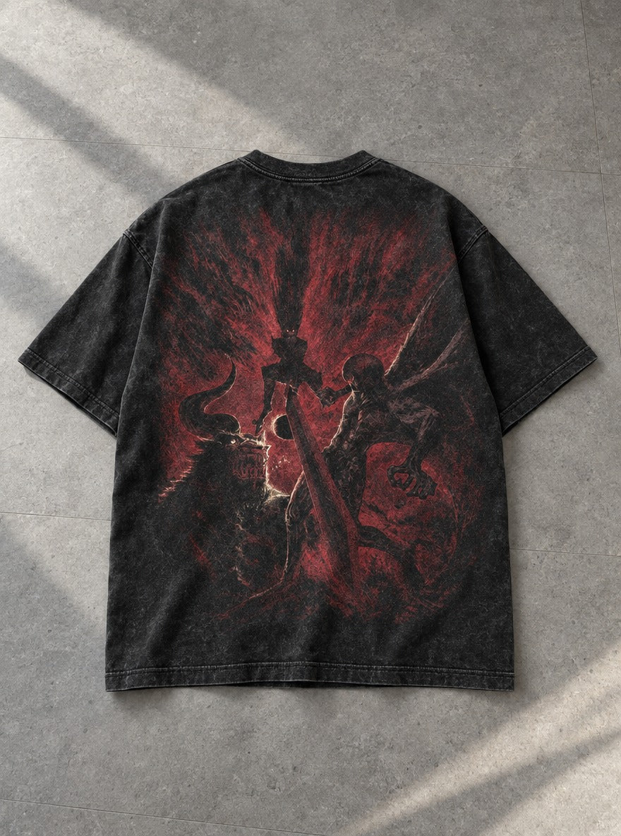 Guts vs Zodd – T-Shirt – flat-lay | Berserk