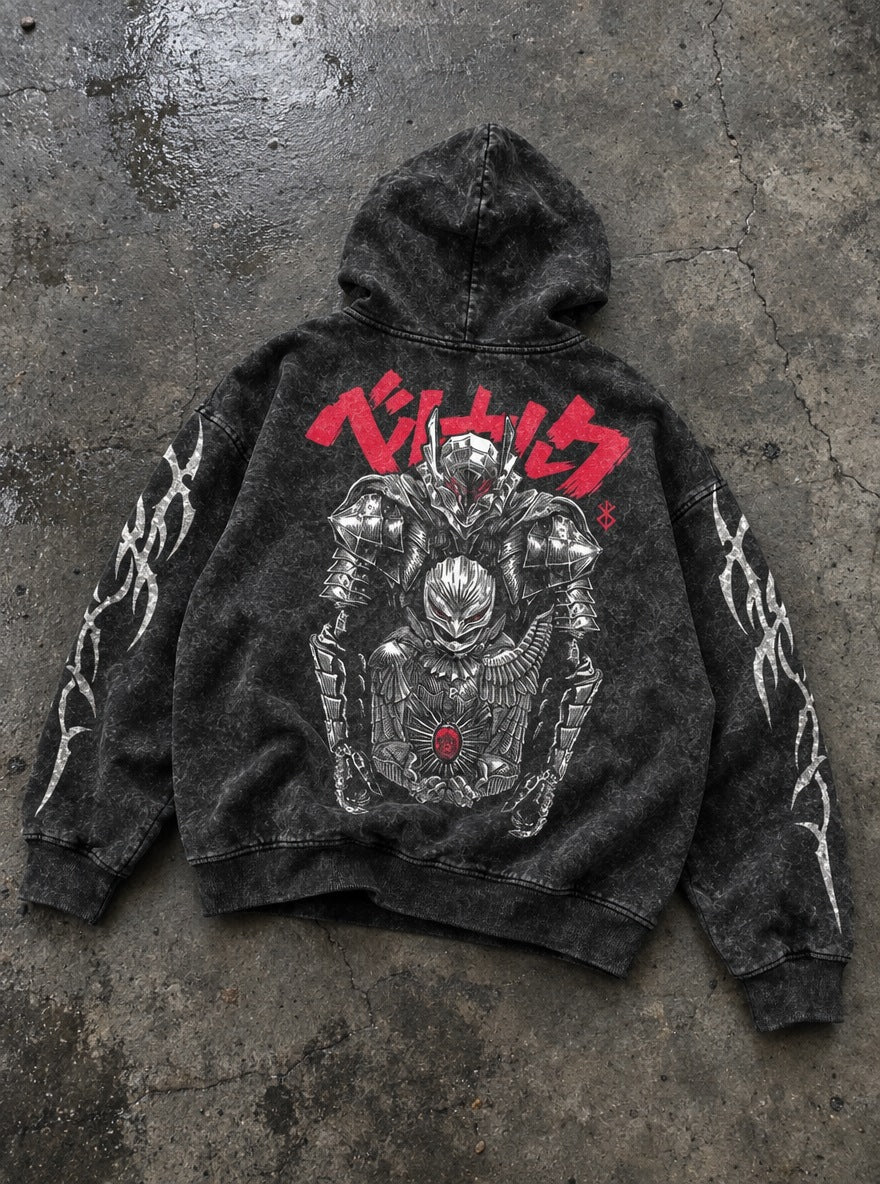 Katakana Armor – Hoodie – flat-lay | Berserk