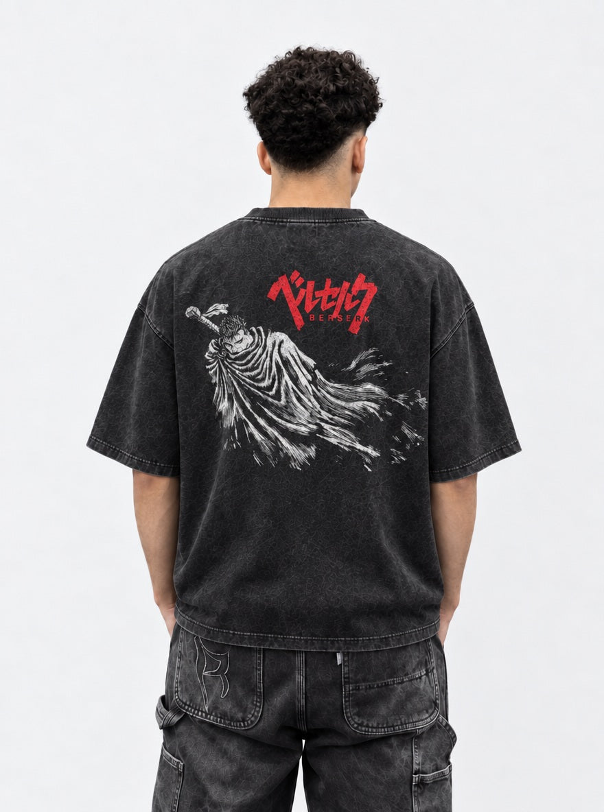 Guts Flowing Cloak – T-Shirt – model shot | Berserk