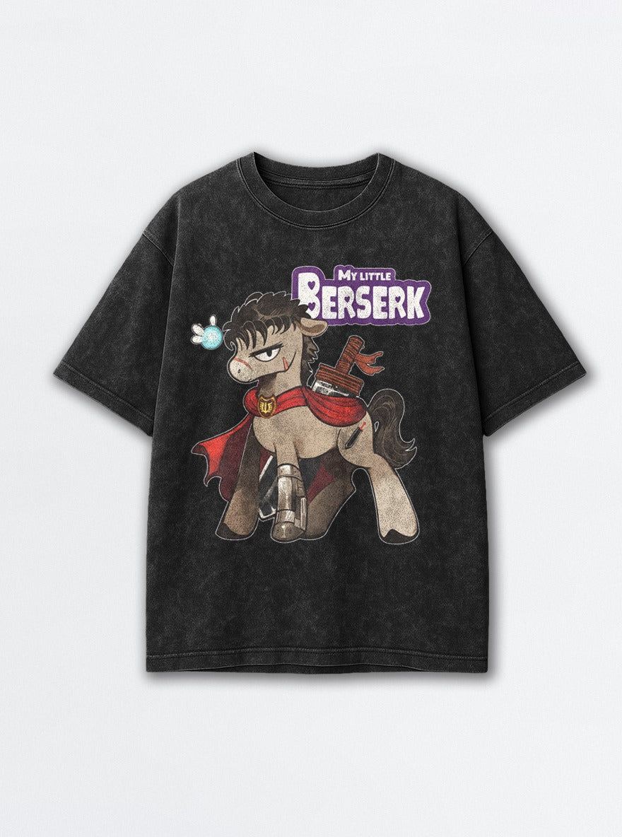 My Little Berserk – Black Acid Wash Tee – mockup | Berserk