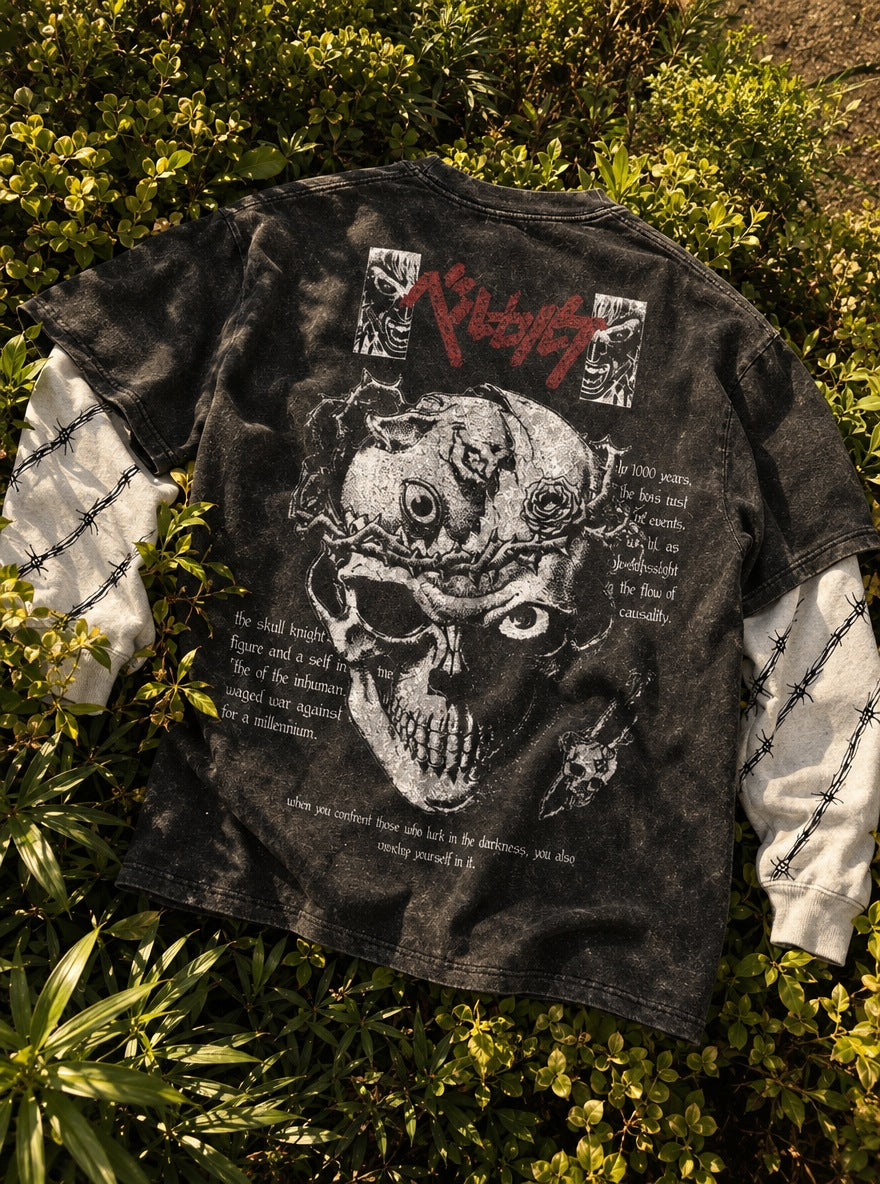 Skull Quote – Double Sleeves – flat-lay | Berserk