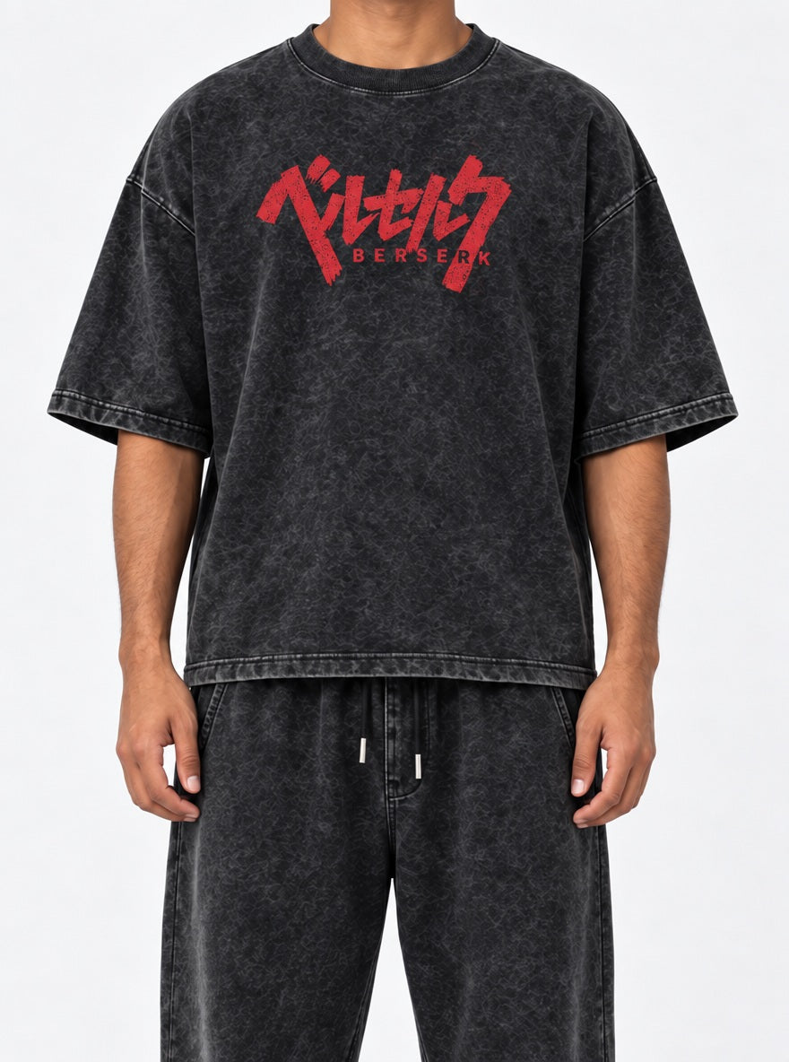 Red Katakana Logo – T-Shirt – model shot | Berserk