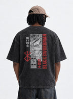 Black Swordsman Banner – T-Shirt – model shot | Berserk