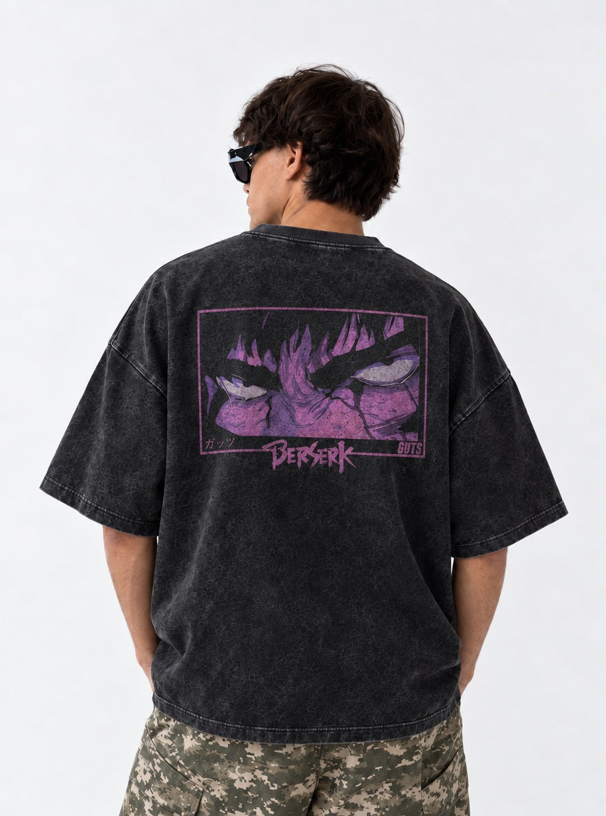 Purple Glare Guts – T-Shirt – model shot | Berserk