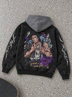 Bloodied Yami – Black & Grey Hoodie – flat-lay | Black Clover