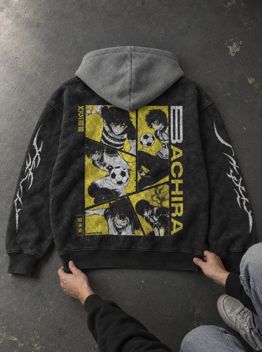 Comic Surge – Black & Grey Hoodie – flat-lay | Blue Lock
