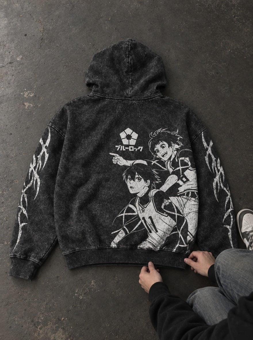 Dual Crest – Hoodie – flat-lay | Blue Lock