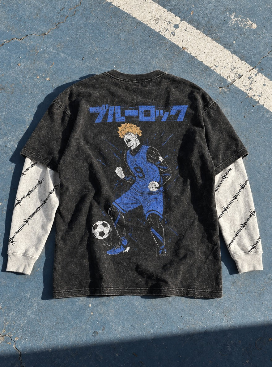 Fiery Nine – Double Sleeves – flat-lay | Blue Lock