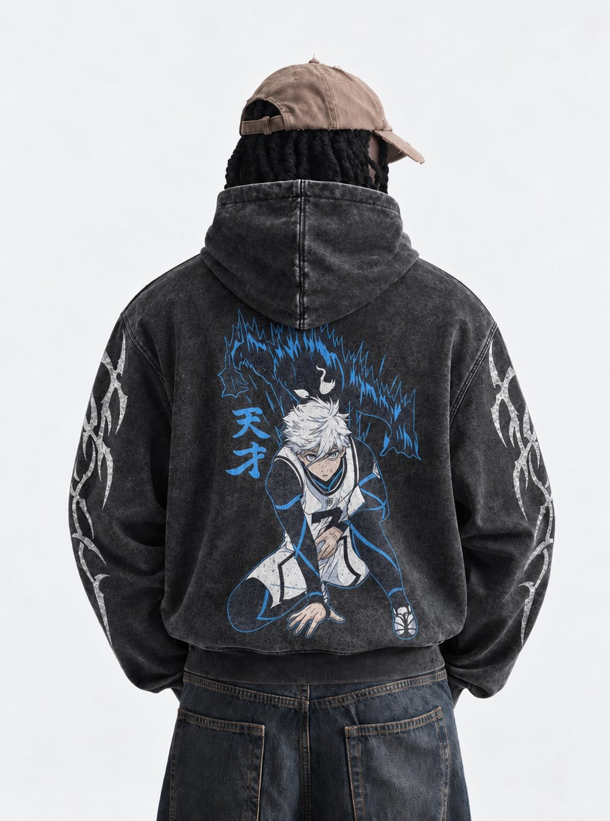 Genius Wolf – Hoodie – model shot | Blue Lock