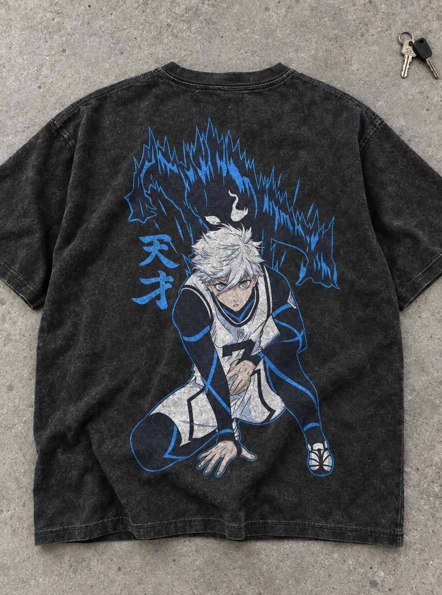 Genius Wolf – T-Shirt – flat-lay | Blue Lock