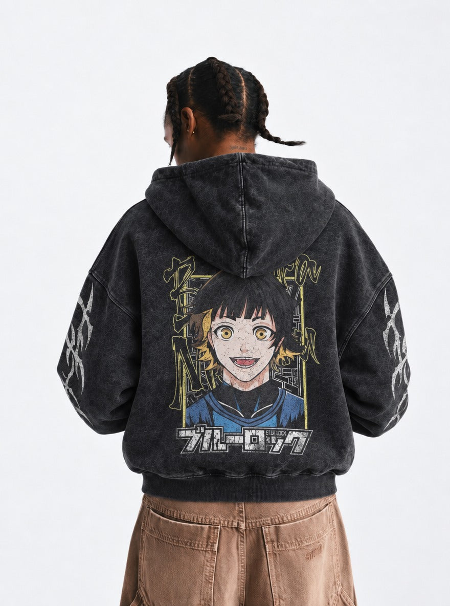 Golden Streak – Hoodie – model shot | Blue Lock